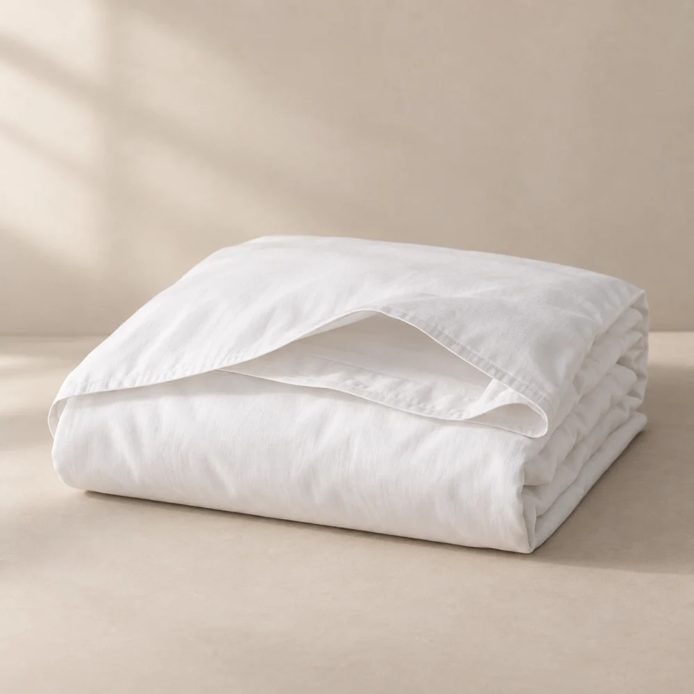 White duvet cover showing clean hotel linen texture