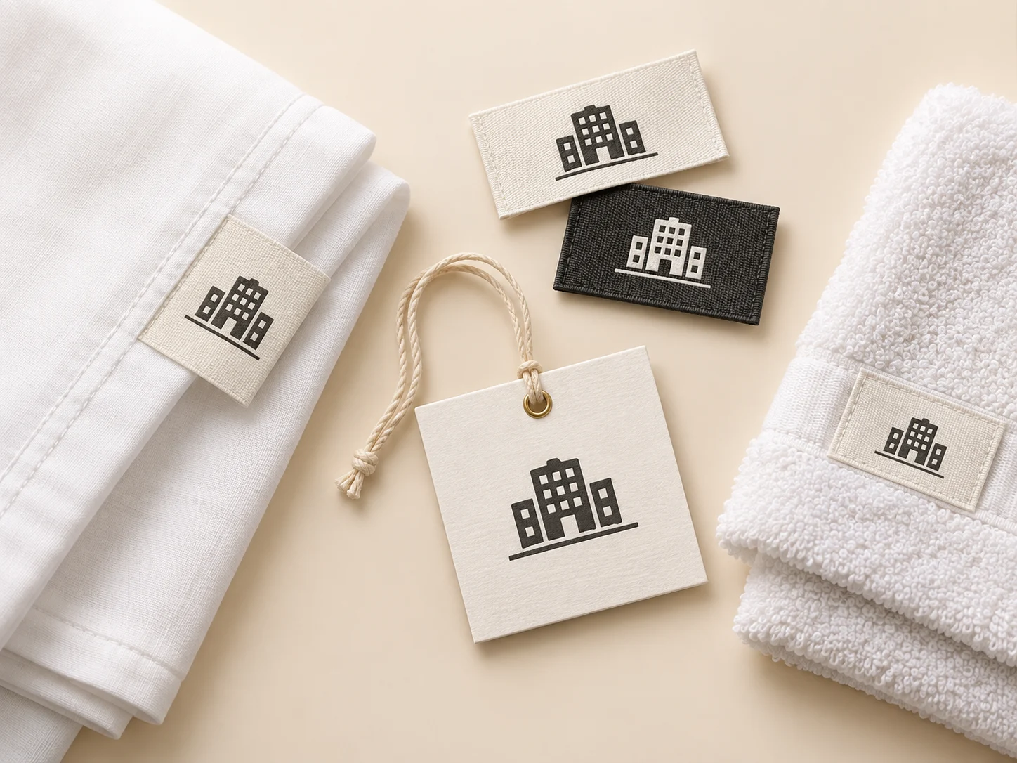 Custom hotel textile tags and labels by BIY Textile